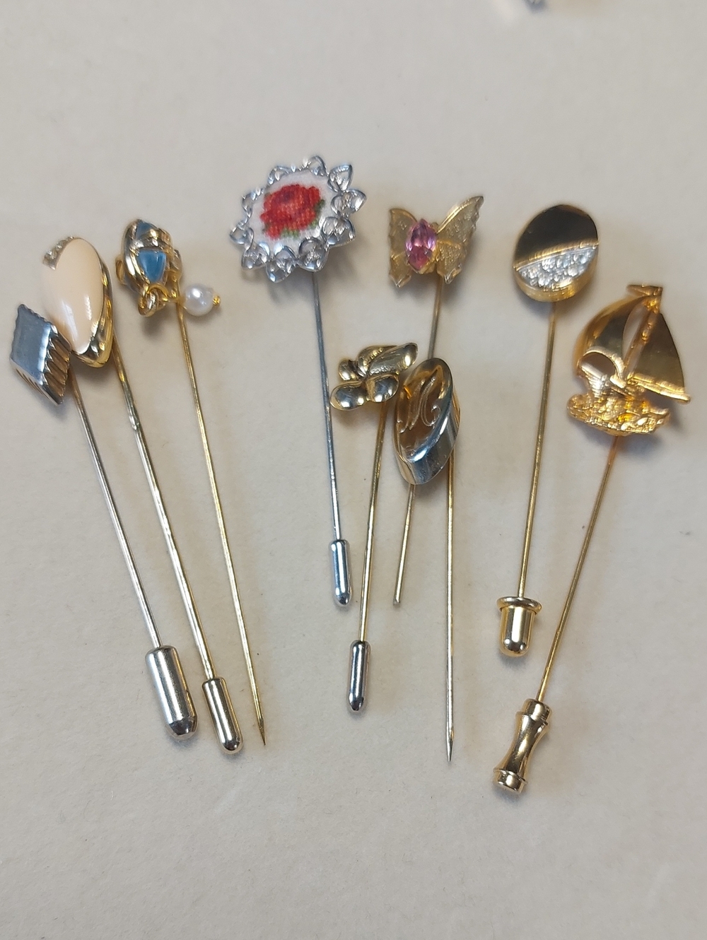 Vintage Stick Pin Lot - Estate Jewelry Collection (9 Pieces)